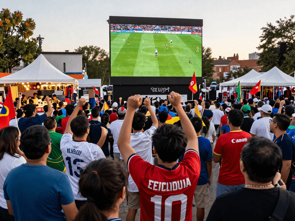Community cheering at RakhoiTV event watching live soccer matches